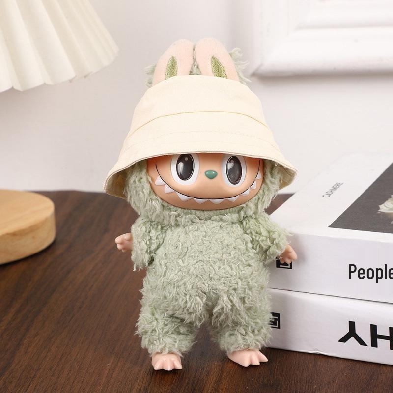 Labubu Doll Outfit: Fisherman Hat & Overalls Set for First & Second Gen Dolls
