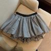 Petite A-line White Fluffy High Waist Mini Skirt Shorts for Women - Summer Anti-Exposure Design