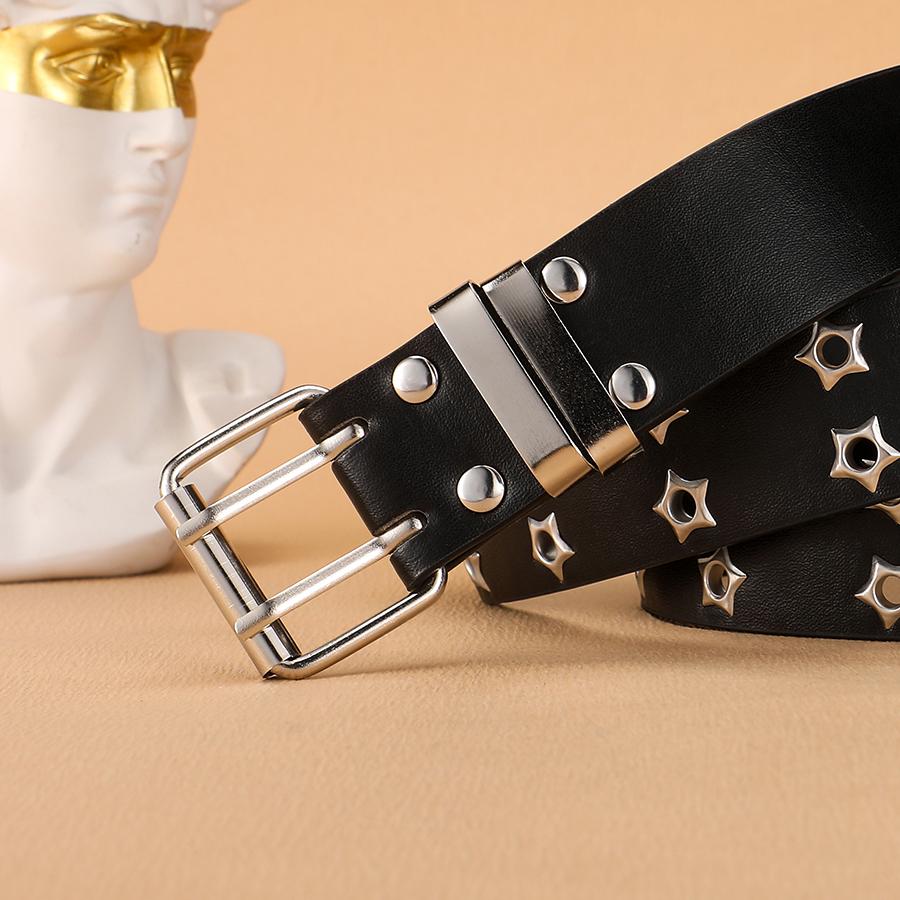 1Pc Women's Belt Large size Double Hole Men Belts Punk Hip Hop Rock Subculture Belts Punch Free Belt for Men and Women