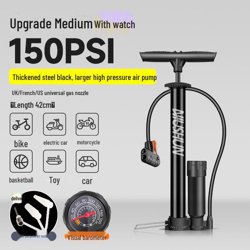 Universal High-Pressure Inflator Pump with Gauge for Bicycles, Cars, and Basketballs