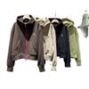 2025 Winter Thermal Cashmere Hooded Cardigan with Color Block and Embroidery Women's Trendy Zipper Jacket