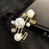 Fashionable Pearl Double Layer Hollow Bracelet for Women Girls Geometric Irregular Imitation Party Popular Jewelry Holiday Gift