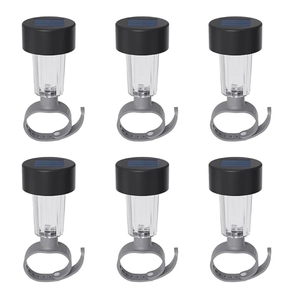 

6 шт. Солнечный светильник для бассейна, водонепроницаемый, для наружного бассейна, украшения забора, аксессуары для праздничной вечеринки, светодиодные солнечные лампы