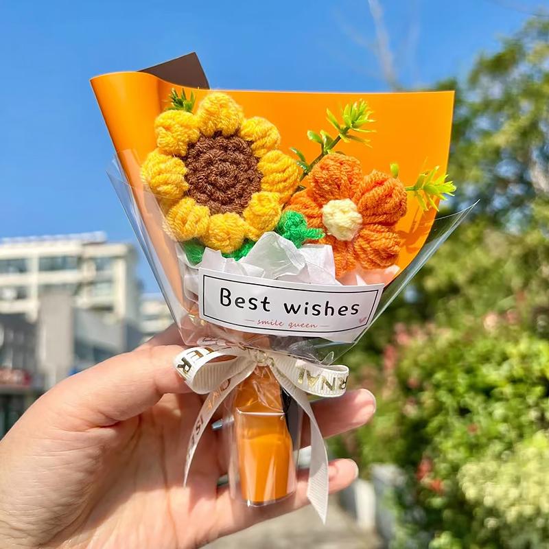 

1 шт. Вязаный сюрприз Имитация букета Украшение Насыщенные цвета Красота Шелковый цветок Вечеринки Благословение Фотореквизит