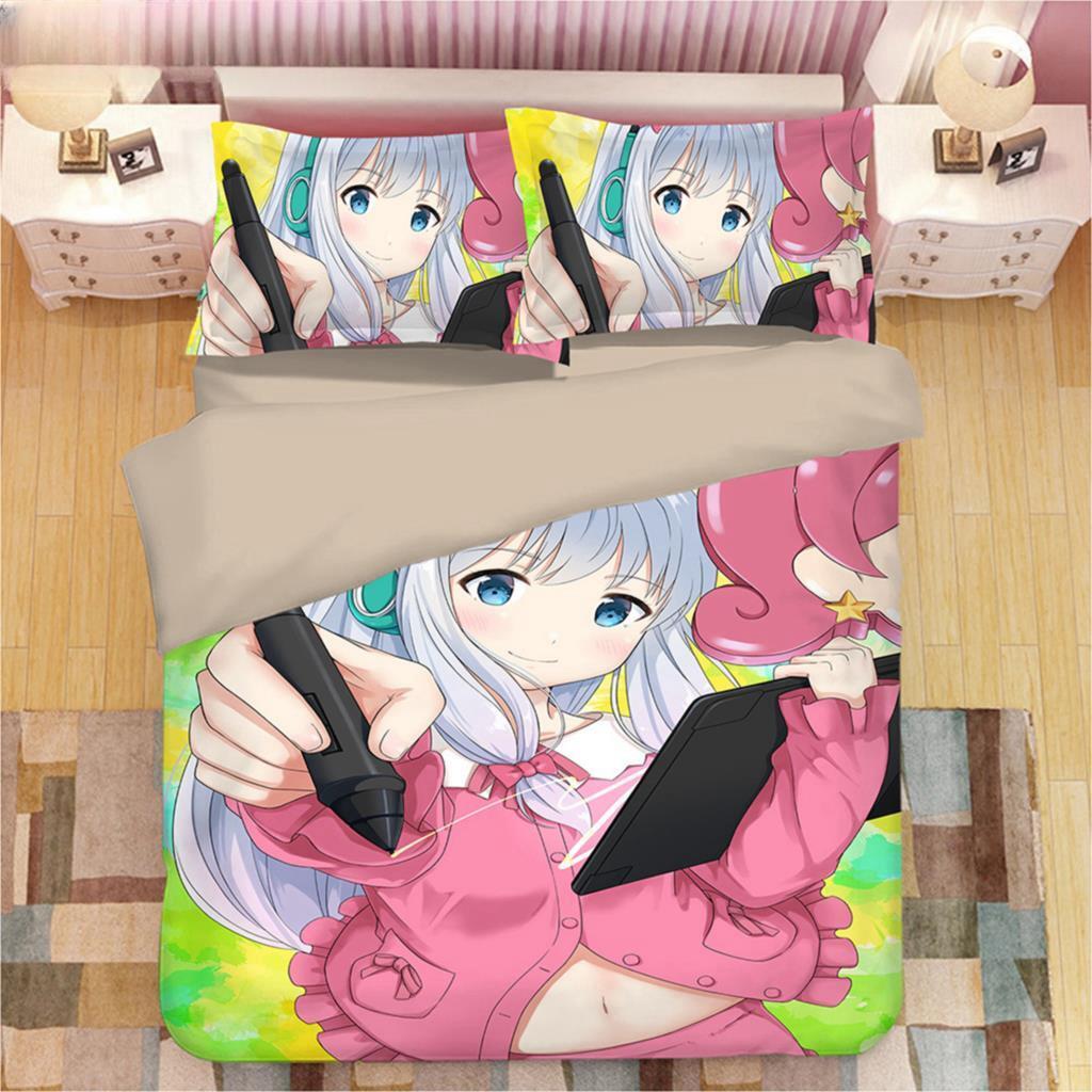 Kawaii Izumi Sagiri 3D Anime Print Bedding Set Duvet Covers Pillowcases One Piece Comforter Bedding Sets Bedclothes Duvet Cover