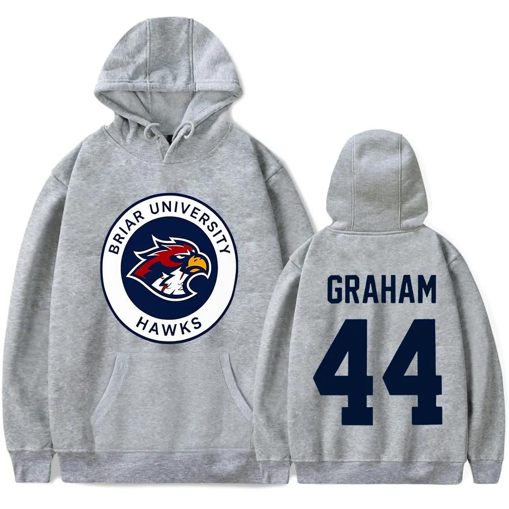 Off Campus Merch Graham 44 Briar University Hawks Hooded Hockey Romance Pullover Pocket Sweatshirt Fashion Top S серый