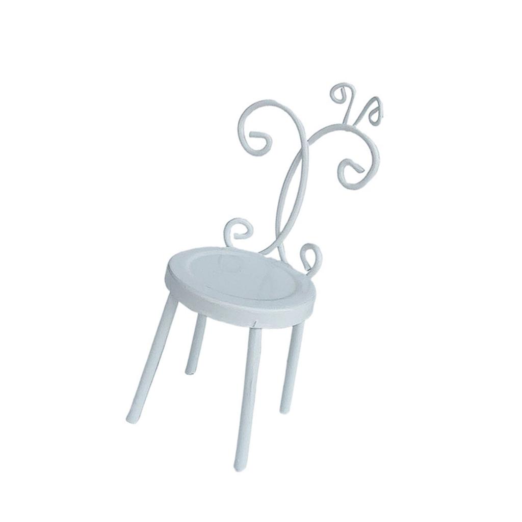 1/12 Scale Miniature Iron Back Chair Antique Design Alloy Dollhouse Furniture For Dollhouse Display And Collection