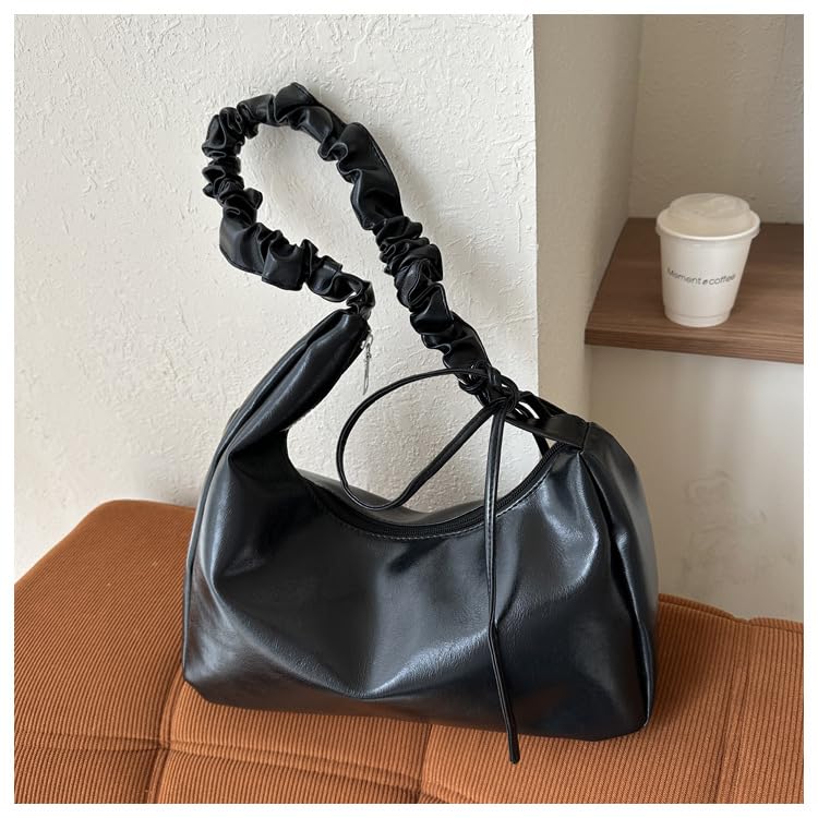 PETITCHOU Shoulder with Pleated Rush Perfect for Commuting or Korean Style Bag/Handbag Drawstring, Minimalist, Simple, Crossbody, Lightweight, School,