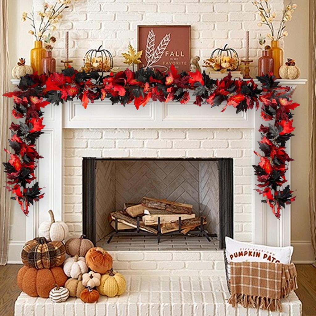 175CM Herbstlaub Girlande Simulierte Ahornblätter Rattan Kreative Herbstdeko für Thanksgiving, Halloween, Hochzeiten & Festival