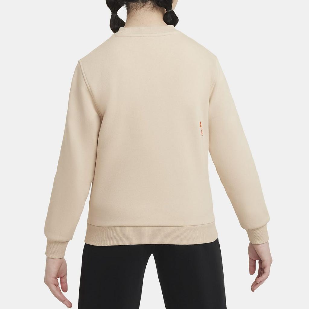 Nike Sweatshirt With Brand Logo Printed Animal Pattern Ribbed Crew Neck Casual Pullover Kids Sweatshirts Beige HF6690126