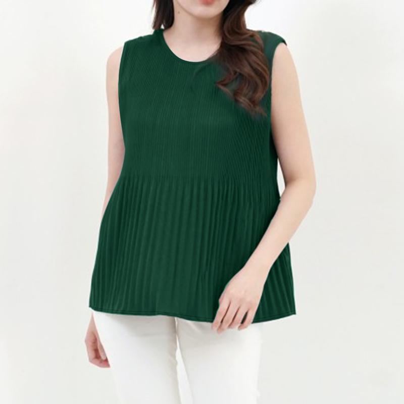 

ZANZEA Женские повседневные свободные летние майки без рукавов с круглым вырезом 4XL зелёный