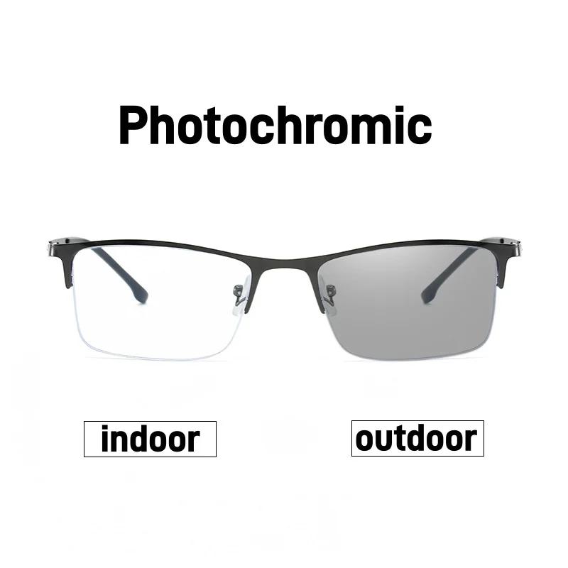 Unisex Fashion Trend Photochromic Myopia Glasses Hd Anti-Blue Light Glasses Men And Women New Business Myopia Glasses To -4.0