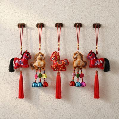 Chinese Red Chinese New Year Incense Packet Embroidered Zodiac Spring Festival Bell Pendant Festival Atmosphere with Tassel