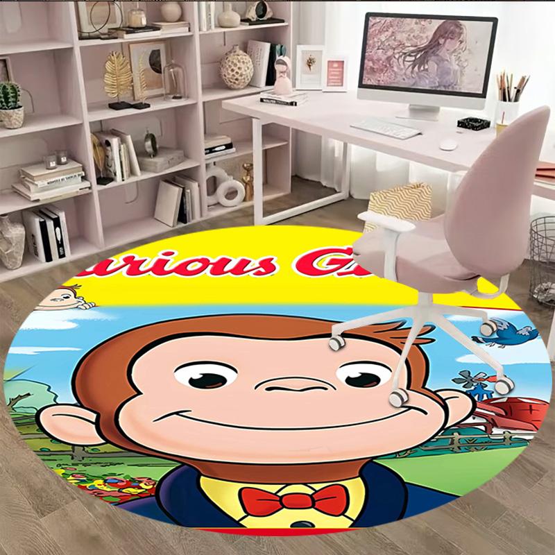 1pc Curious George (6) Print Round Carpet Chair Round Carpet Suitable for Bedroom Living Room Home Decorative Carpet