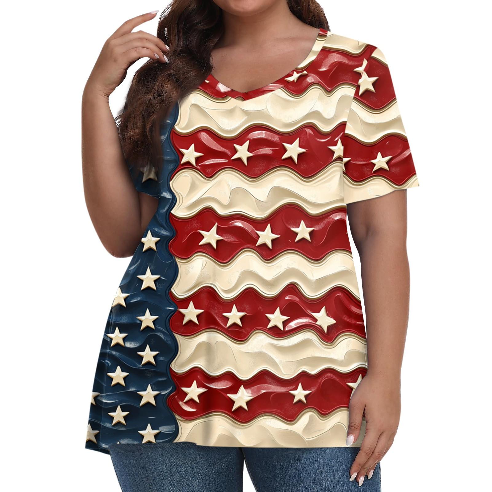 

Женская мода повседневная футболка с коротким рукавом и V-образным вырезом большого размера с принтом L