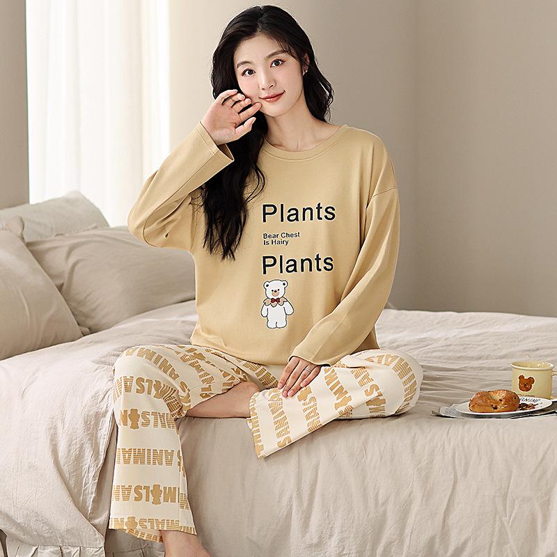 

Autumn Style Cute Cartoon Couples Pajamas - Pure Cotton Long Sleeve Set for Men and Women, Spring/Autumn 2026 XXL