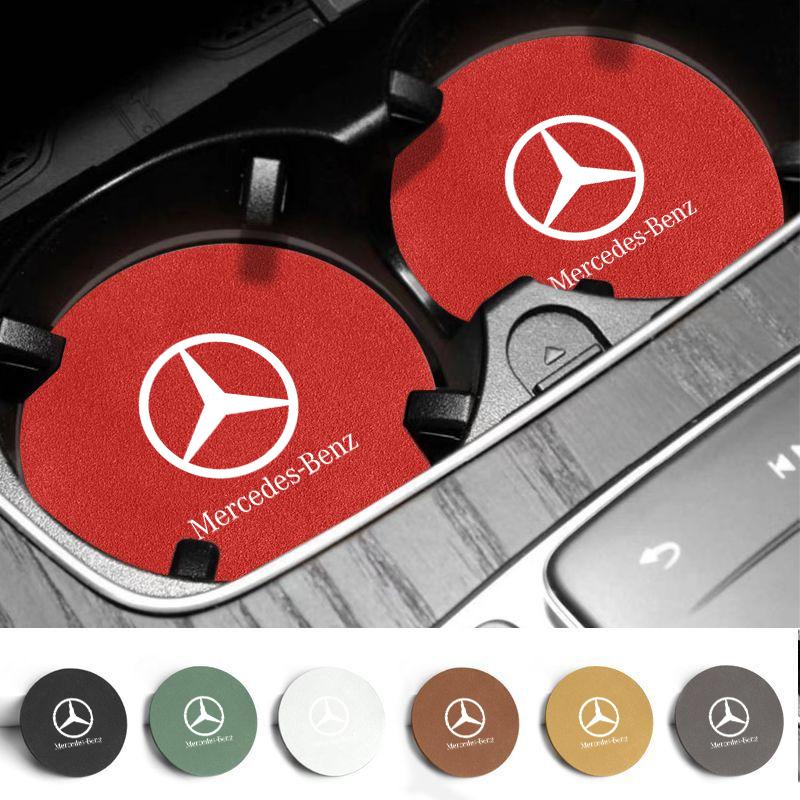 Car Water Cup Pad Car Coaster Anti-Slip Drink Holder Mat Suede For MERCEDES BENZ W211 W204 W210 W203 CLA GLA Auto Accessories PF0