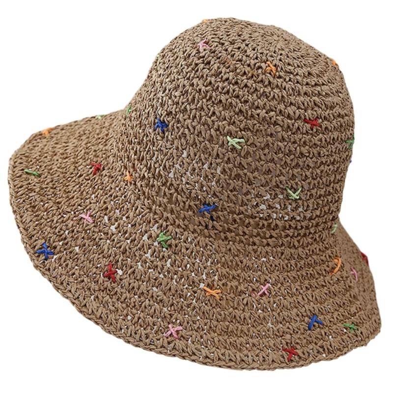 

Breathable Sun Hat Holiday Spring Weaving Straw Hat Woman Commutes Camping Taking Photo Handmade Beach Hat for Girl One Size