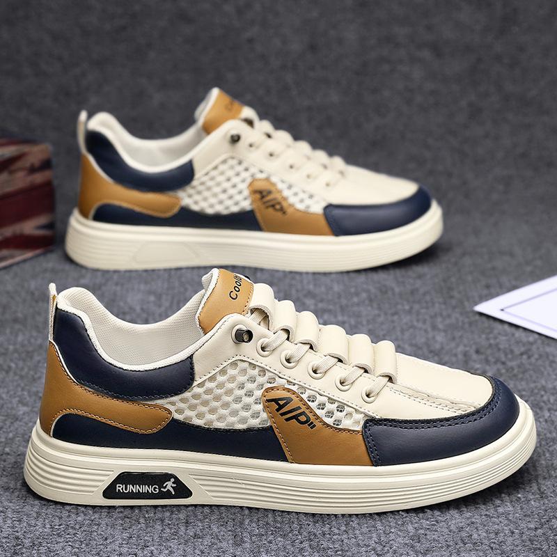 

Модные легкие кроссовки на шнуровке, мужские кроссовки, летние сетчатые дышащие спортивные кроссовки, универсальная повседневная спортивная обувь 44 бежевый