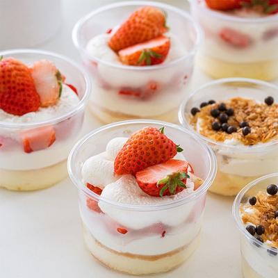 50PCS With Lid Disposable Pudding Cups Transparent Bowl Dessert Cups Salad Cups  Fruit Beverage