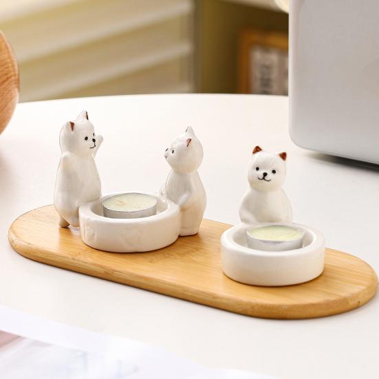 Svícen Keramický Design Koťátka Svícen Všestranná Stolní Dekorace Dárek k Narozeninové Oslavě