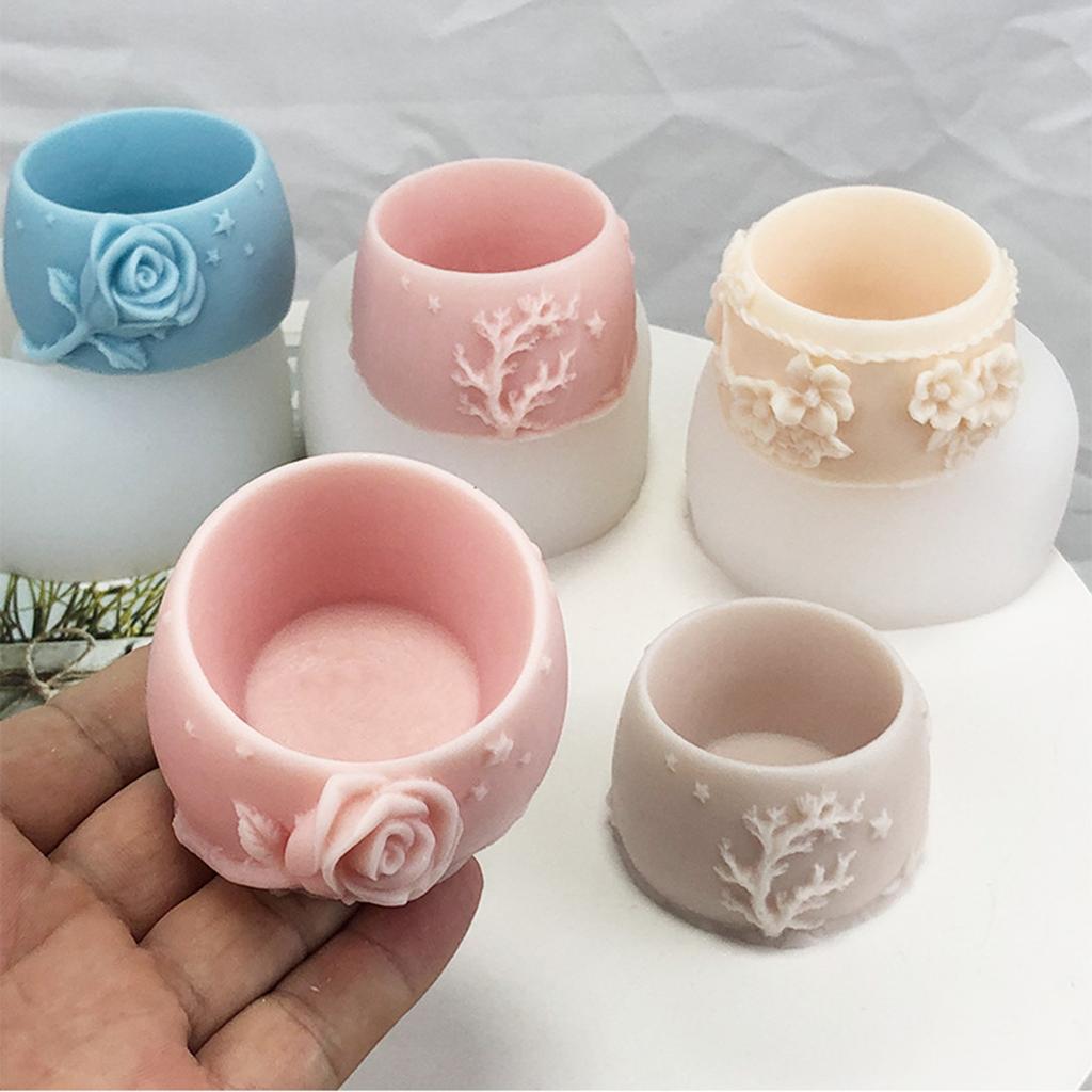 DIY Plum Rose Geometric Flowerpot Mold Silicone Resin Molds Ornament Silicone Mold for Making Succulent Plants Flower Pot