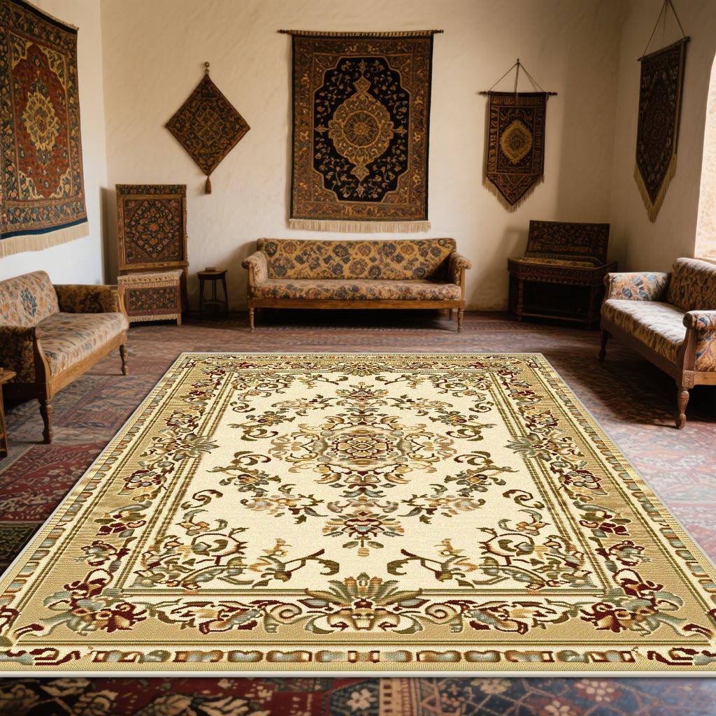 Persian Light Luxury Carpet for Living Room Non-slip Bohemian Decoration Bedroom Lounge Rug European Tatami Mat Washable Lounge