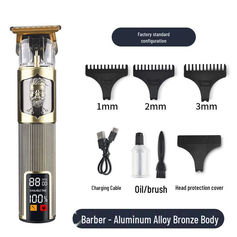 Professional Electric Hair Clipper for Barbers & Home: Precision Carving, Slicked Back Styles, Bald Head Trim.