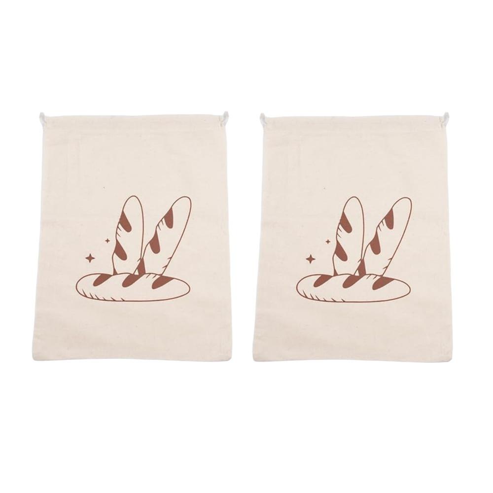 

2PCS Eco Friendly Linen Bread Bag Large French Stick Storage Bag Bread Storage Bags Bakeries Style A