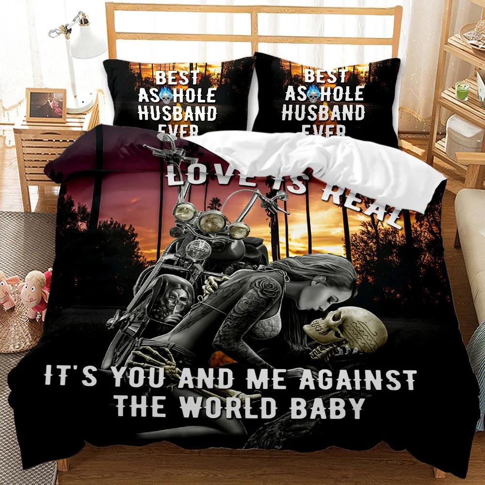 Skull Duvet Cover Set 3D Beauty Skull Gothic Pattern Couple for Lovers Bedding Set Double Queen King Size Polyester Qulit Cover