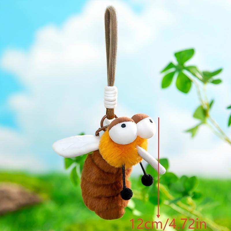 Cute Insect Plush Keychain Cartoon Bug Plush Pendant With Lanyard For Backpack Decoration Bag Charms Gift For Kids Adults