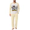 Men's Casual Loose Fit Raglan Sleeve Pajama Set with Halloween Letter Print