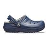 Children's Crocs Classic Lined Casual and Comfortable Warm Children's Hole Shoes Dark Blue Charcoal Grey