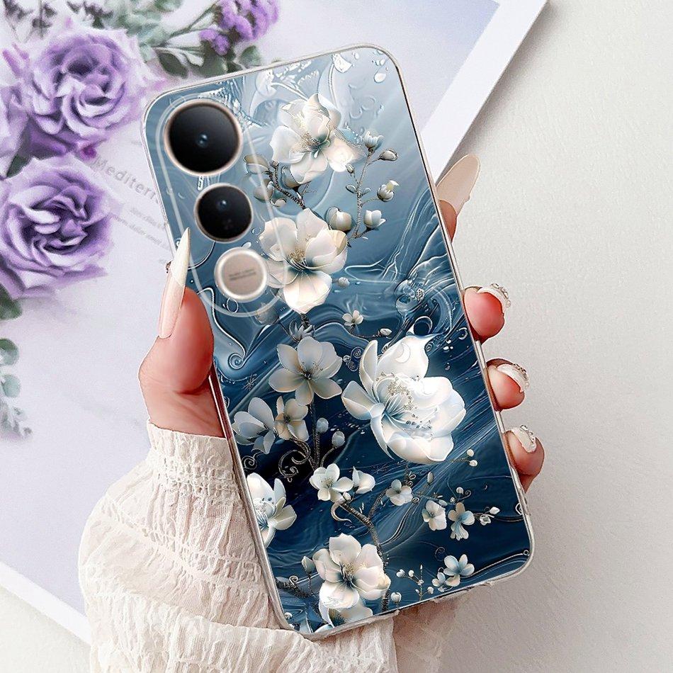 For Vivo V50 Lite V50 V2427 V2441 Elegant Floral Butterfly Phone Case For Vivo V50 V50lite 5G Soft Silicone TPU Cases