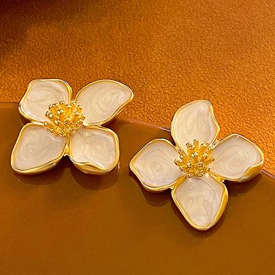 Roselle Dropped Glaze Flower Stud Earrings For Women Girl French Vintage  Wedding Romantic Jewelry Gifts