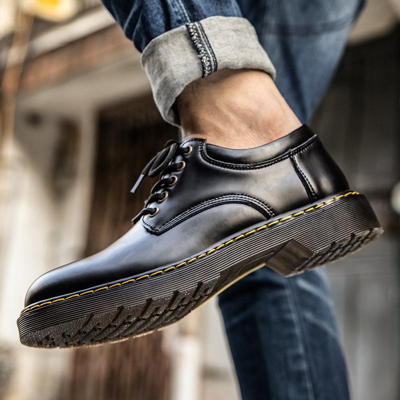 Large Size 2025 Popular Men's Shoes British Fashion Leather Low-top Martin Boots Men's Casual Business Leather Shoes