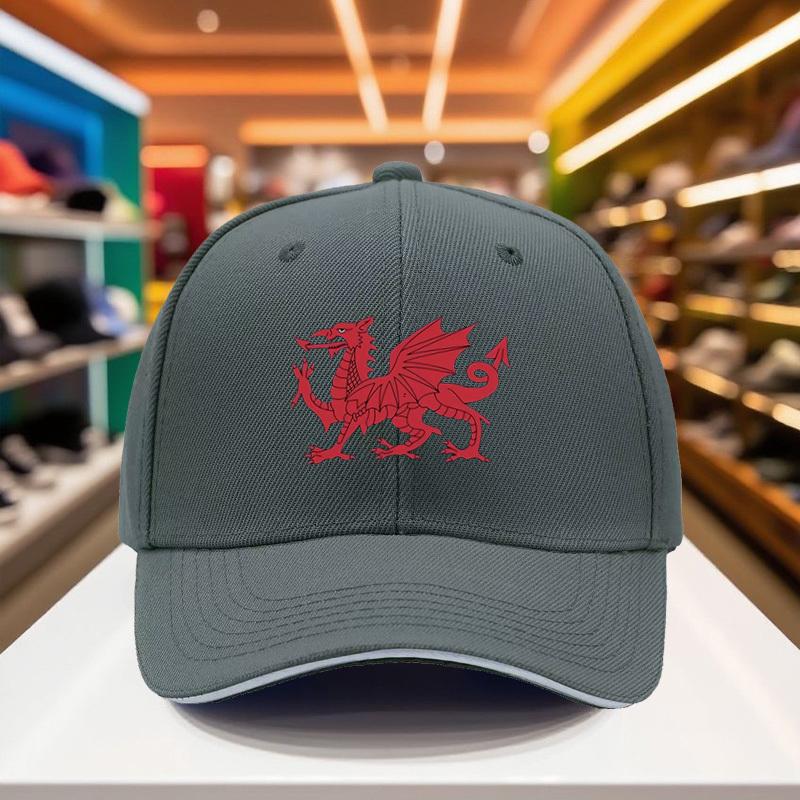 Welsh Dragon Baseball Cap Polyester Adult Unisex Adjustable Snapback Hat for Travel Sports Festival Wear