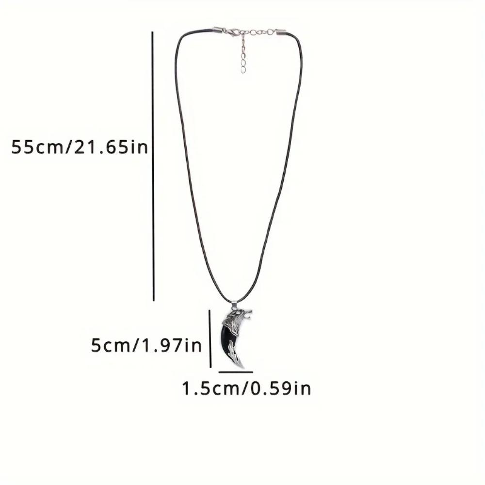 1pc Collier Dent de Loup pour Homme, Pendentif Cool Chaîne en Acier Inoxydable Bijou, cadeau fête des pères