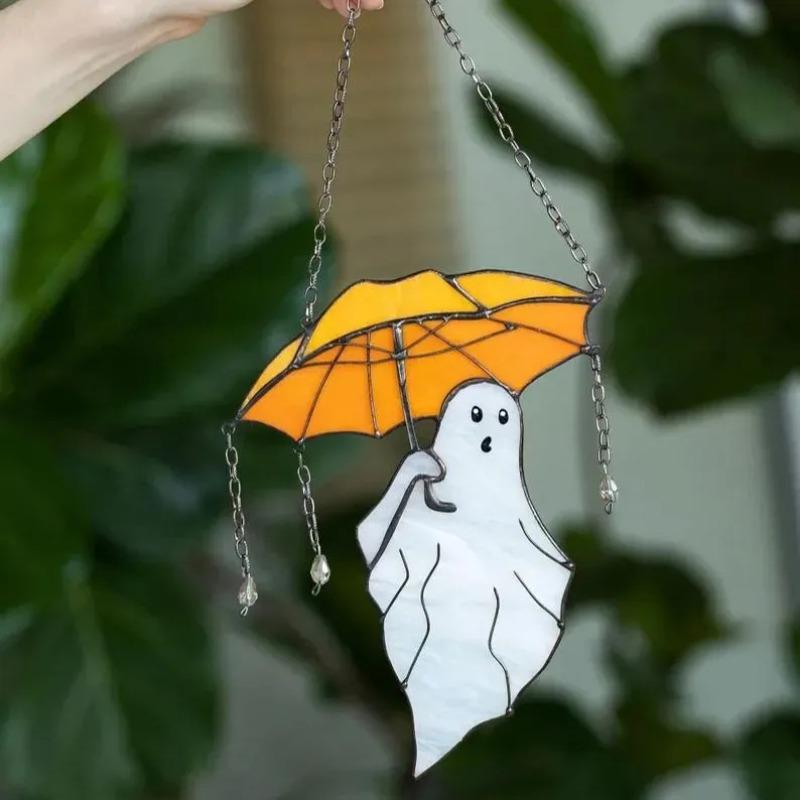 Mysterious Umbrella Ghost Acrylic Halloween Decoration Sun Catcher Pendant Hanging Decoration Home Atmosphere Decoration