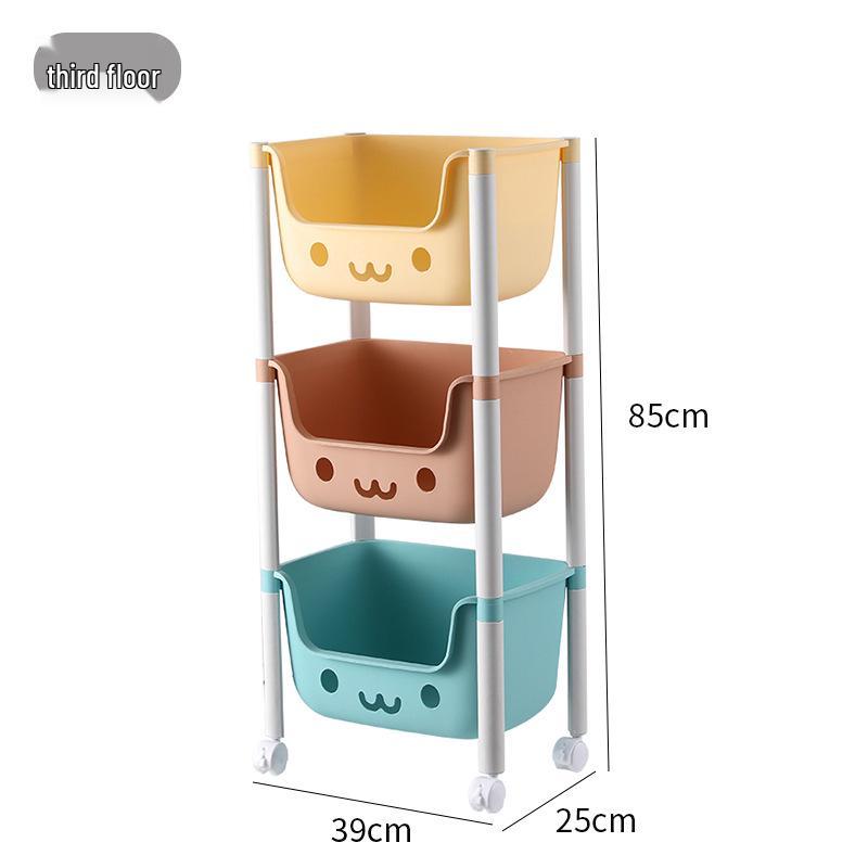 Children's Floor-Standing Trolley Bookshelf & Toy Organizer