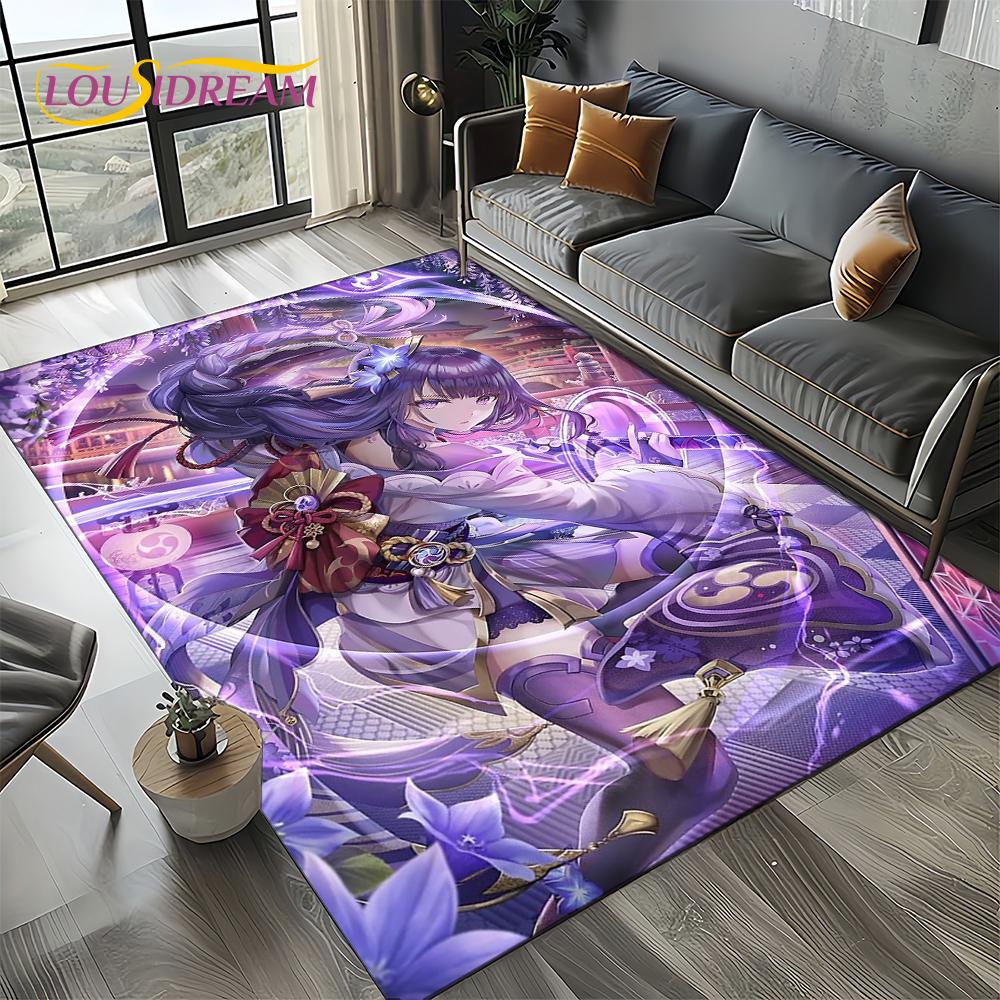 2025 New Cartoon Genshin Impact Character Solo Game Carpet Rug for Living Room Bedroom Home Sofa Decoration,Non-slip Floor Mat