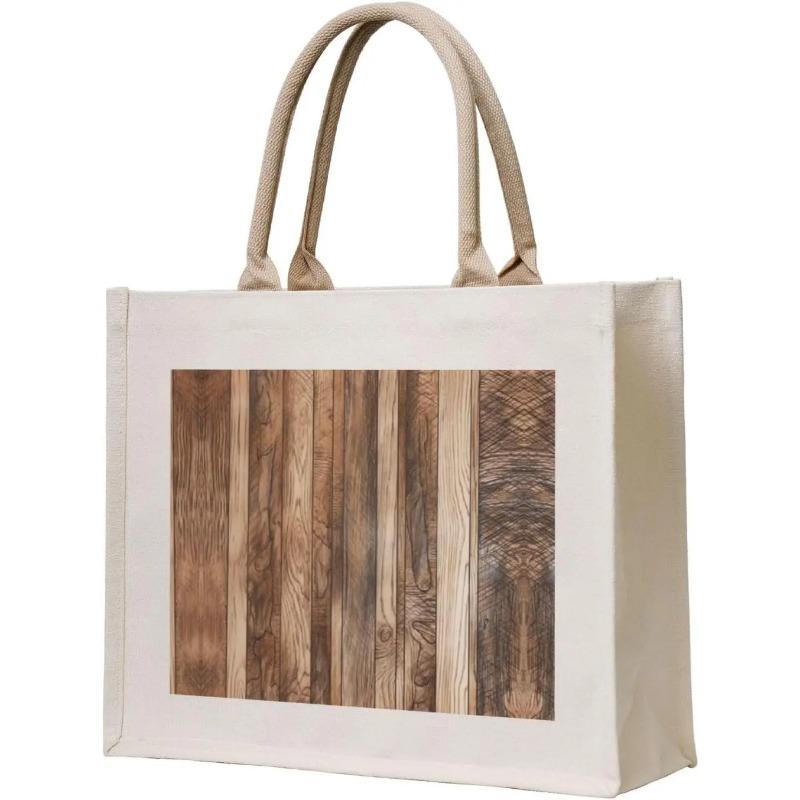

Сумка-тоут из холста с текстурой дерева для женщин, эстетическая сумка-тоут для пляжа, путешествий, сумок-тоут для покупок, повседневной работы 40x13x33cm
