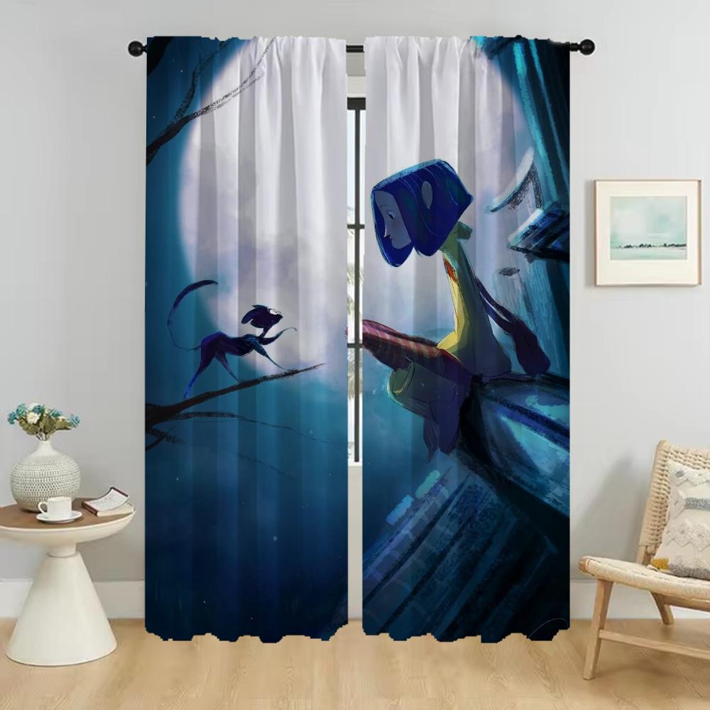 Anti-mosquito Curtains for Camera Coralines Window Curtain for Room 2 Panel Halloween Decoration Home Interior Curtains Shades
