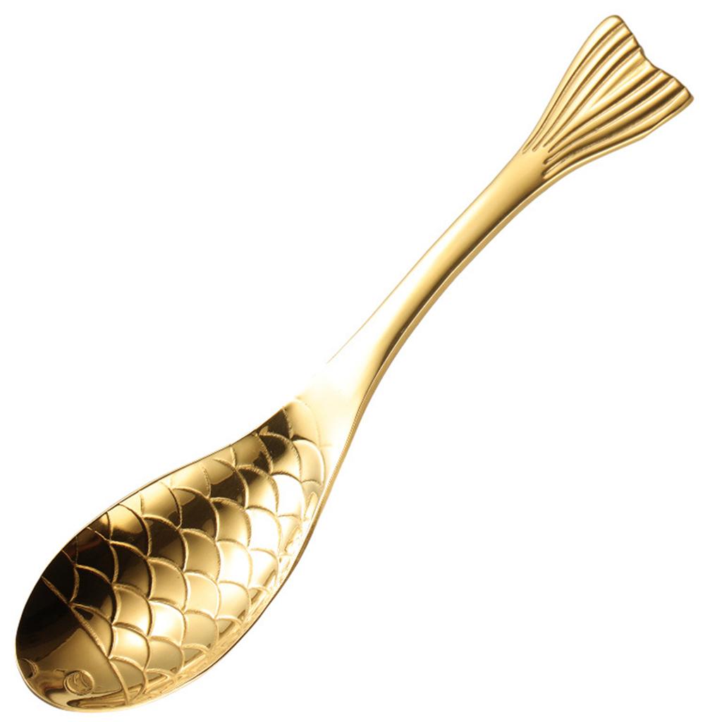 Food Grade Metal Dessert Spoon Unique Fish-Shaped Design Festive Holiday Buffets