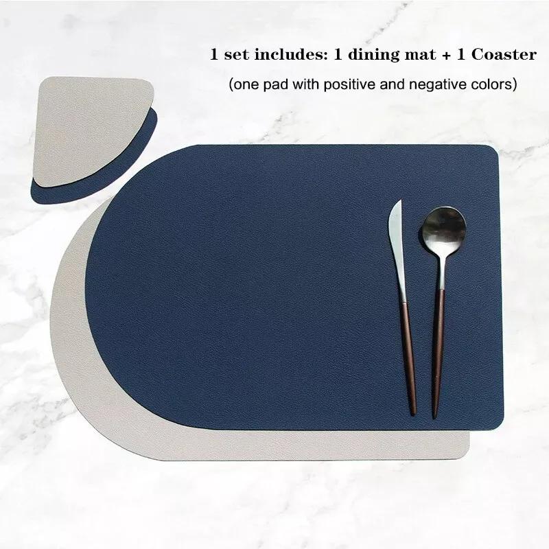 

Подставки под тарелки и подстаканники из искусственной кожи Современные настольные коврики для обеда - Термостойкие Водонепроницаемые Нескользящие Легкие в уходе подставки 1 pcs