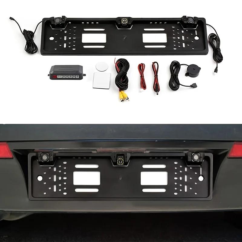 European license plate frame Dual 12Led Night Vision Car Camera System 170° Fisheyes Lens BSD/ADAS Buzzer Alarm Backup Camera