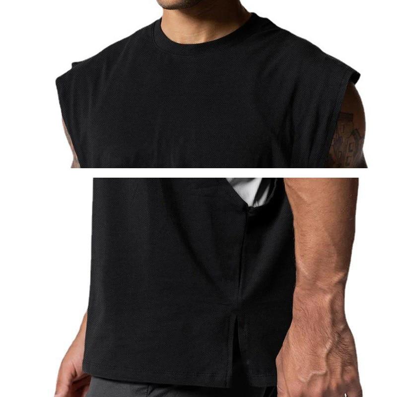 Muscleguys American Basketball Sports Training Sleeveless Vest Summer Loose Casual Waistcoat Round Neck Mesh T-shirt