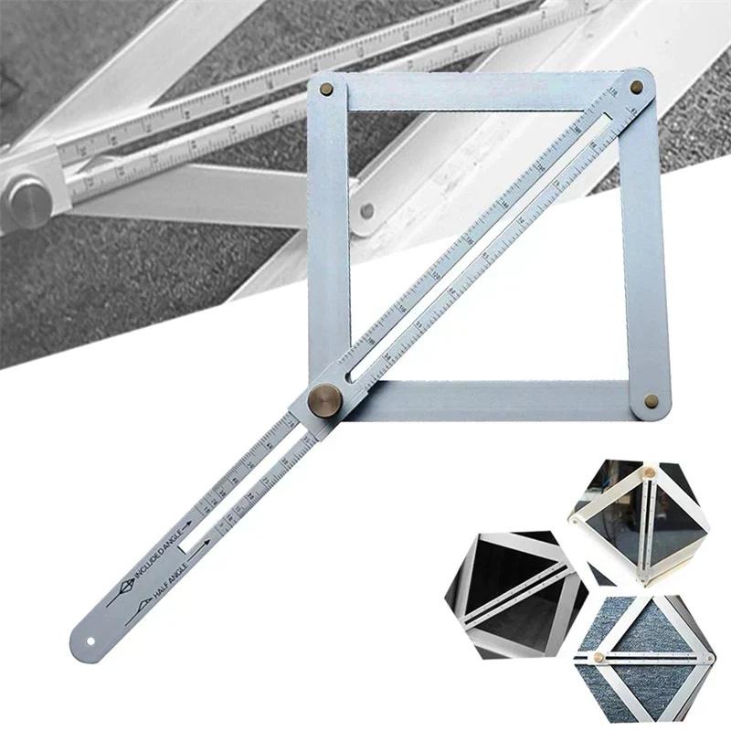 Woodworking Aluminum Protractor Diagonal Ruler with Clear Scale Corner Angle Finder Square Carpenter Building Measuring Tools