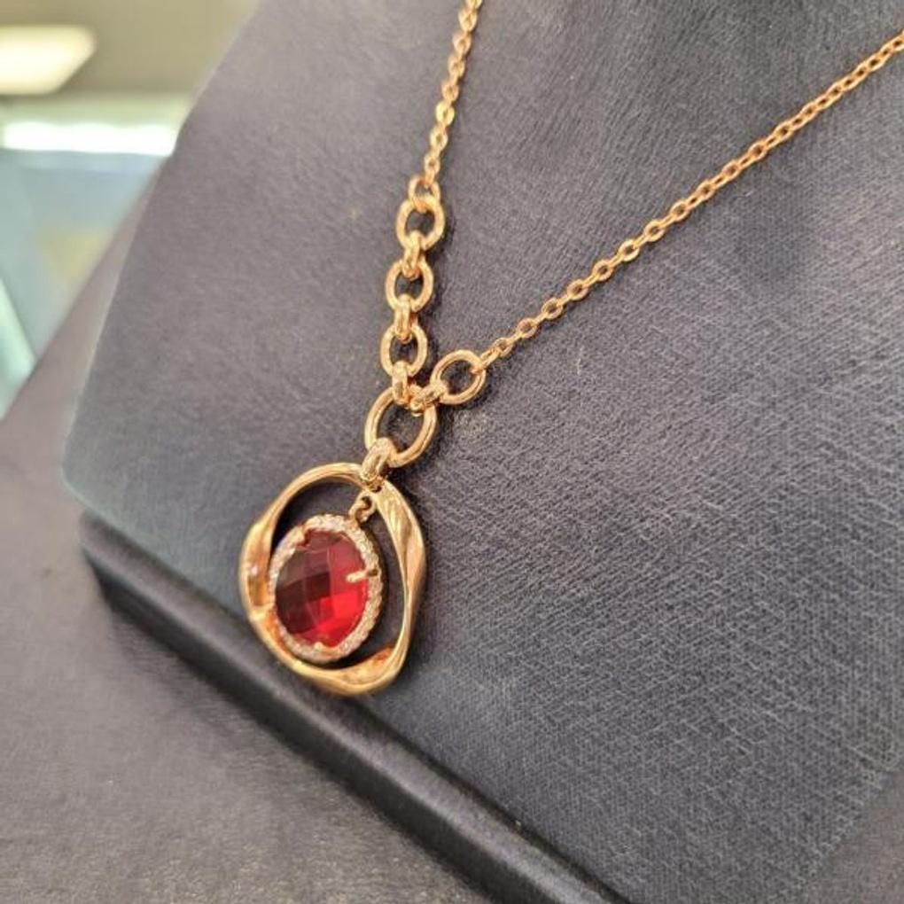 Atria Crystal Red Oval N Necklace JTONEFR0047PKF