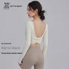 Back-Revealing Long Sleeve Yoga Top with Chest Pads - Slimming Sportswear for Running, Pilates, and Outdoor Fitness